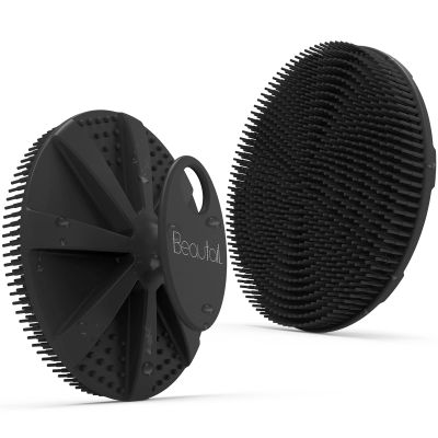 Silicone Body Scrubber, BEAUTAIL Shower Bath Scrubber, More Hygienic Than Traditional Loofah, Lather Nicely, Long Lasting, Gentle Exfoliating Brush for Women Men Baby Sensitive Skin, 1 Pack, Black