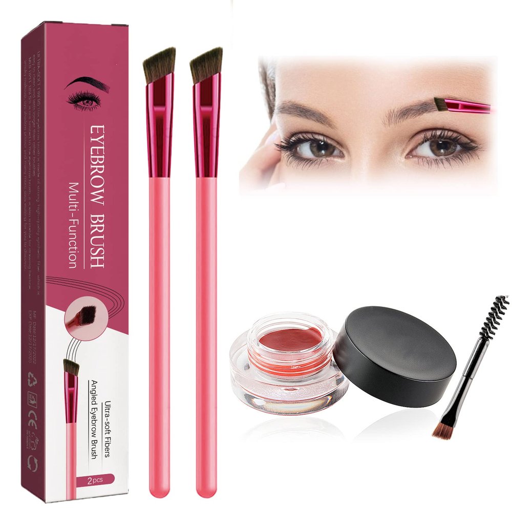4D Hair Stroke Brow Stamp Brush, Eyebrow Hair Stroke Brush, 4 d Ultra Thin Stroking Brow Brush, Multifunction Realistic Eyebrow Brush for Eyebrow, Eye Shadow, Hairline (bright red)