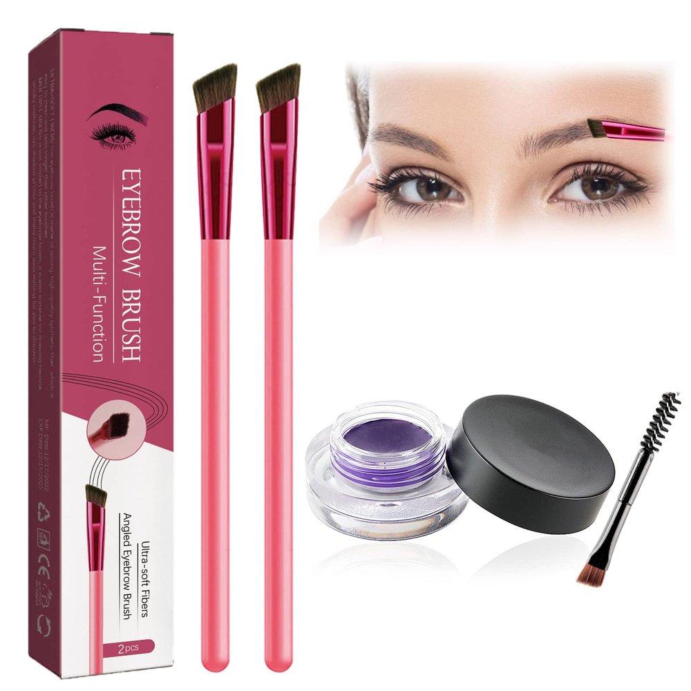 4D Hair Stroke Brow Stamp Brush, Eyebrow Hair Stroke Brush, 4 d Ultra Thin Stroking Brow Brush, Multifunction Realistic Eyebrow Brush for Eyebrow, Eye Shadow, Hairline (purple)