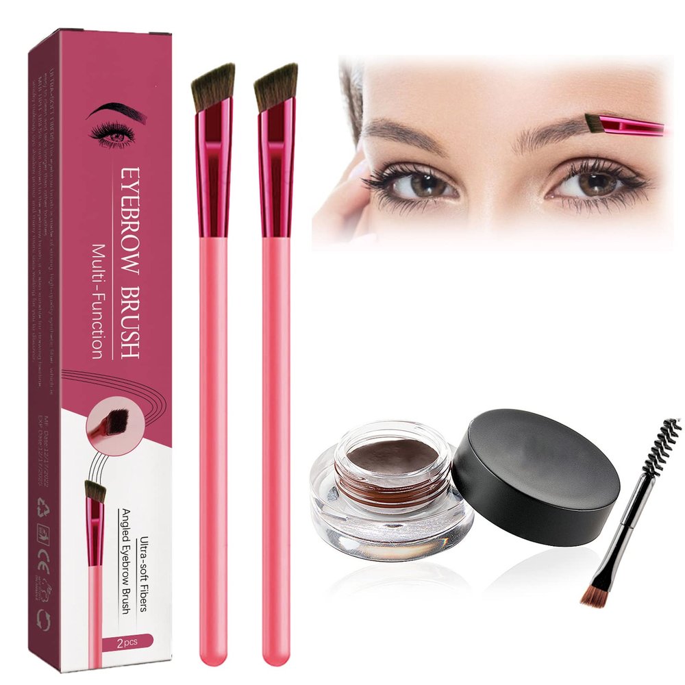 4D Hair Stroke Brow Stamp Brush, Eyebrow Hair Stroke Brush, 4 d Ultra Thin Stroking Brow Brush, Multifunction Realistic Eyebrow Brush for Eyebrow, Eye Shadow, Hairline (light brown)