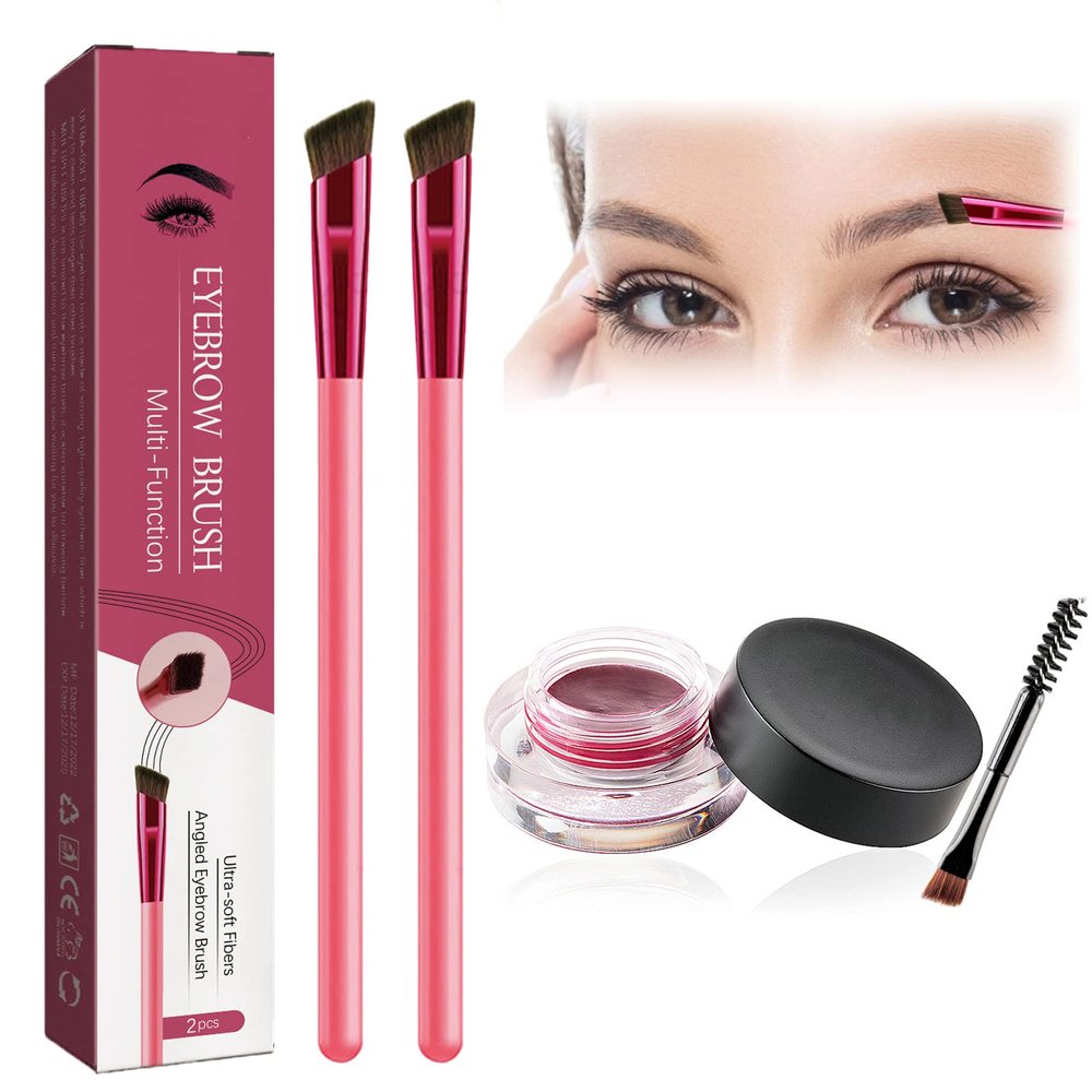 4D Hair Stroke Brow Stamp Brush, Eyebrow Hair Stroke Brush, 4 d Ultra Thin Stroking Brow Brush, Multifunction Realistic Eyebrow Brush for Eyebrow, Eye Shadow, Hairline (wine)