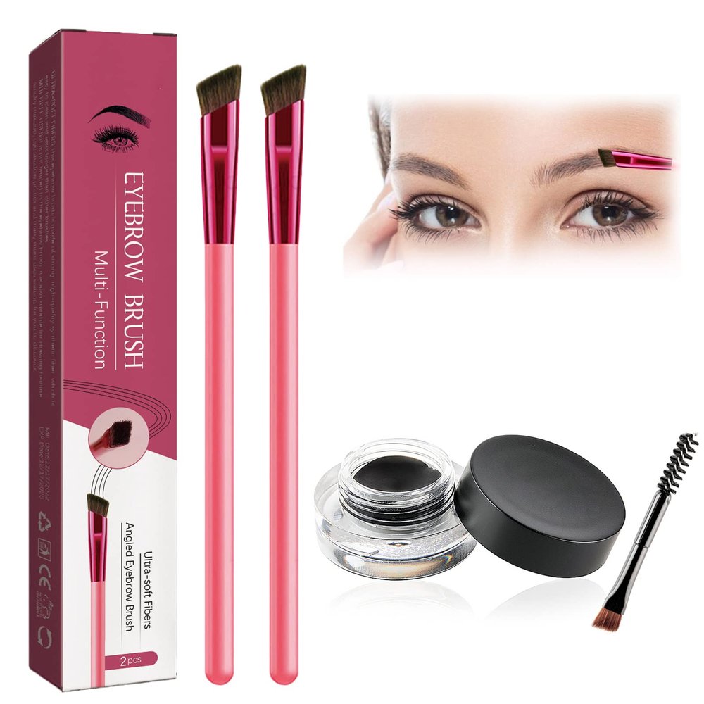 4D Hair Stroke Brow Stamp Brush, Eyebrow Hair Stroke Brush, 4 d Ultra Thin Stroking Brow Brush, Multifunction Realistic Eyebrow Brush for Eyebrow, Eye Shadow, Hairline (black)