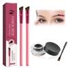 4D Hair Stroke Brow Stamp Brush, Eyebrow Hair Stroke Brush, 4 d Ultra Thin Stroking Brow Brush, Multifunction Realistic Eyebrow Brush for Eyebrow, Eye Shadow, Hairline (black) view 1