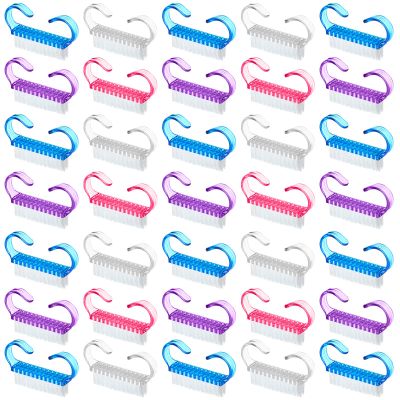 200 Pcs Handle Grip Nail Brush Fingernail Scrub Cleaning Cleaner Nail Brushes Scrubber Bulk for Men Women Hands Feet Toes and Nails Pedicure, 4 Colors
