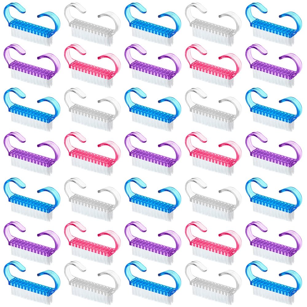 200 Pcs Handle Grip Nail Brush Fingernail Scrub Cleaning Cleaner Nail Brushes Scrubber Bulk for Men Women Hands Feet Toes and Nails Pedicure, 4 Colors