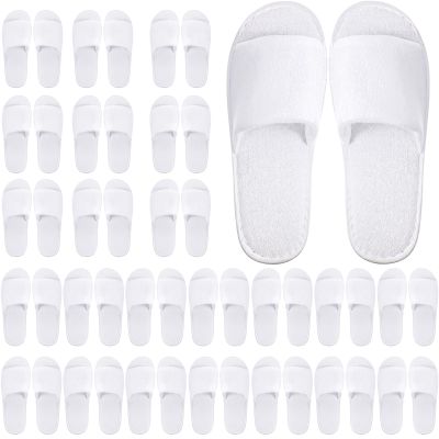 Geyoga 24 Pairs Spa Disposable Slippers Open Toe Non Slip Slippers for Women Men Guests Hotels Home Party Housewarming(White)