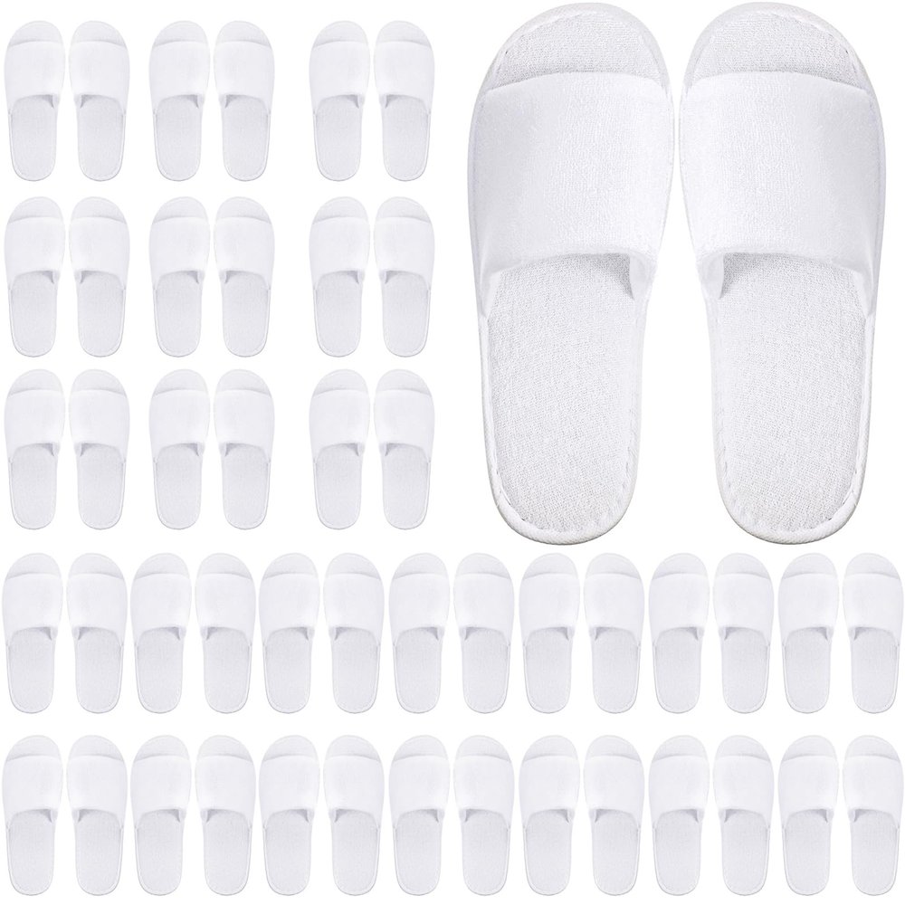 Geyoga 24 Pairs Spa Disposable Slippers Open Toe Non Slip Slippers for Women Men Guests Hotels Home Party Housewarming(White)