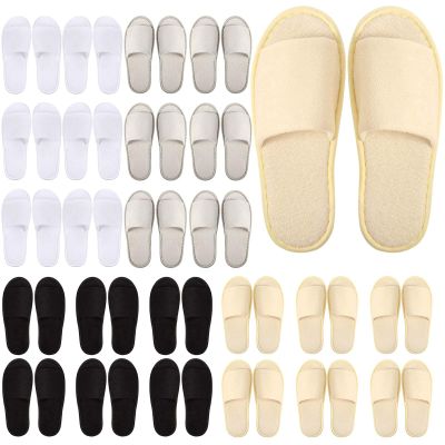 Geyoga 24 Pairs Spa Disposable Slippers Open Toe Non Slip Slippers for Women Men Guests Hotels Home Party Housewarming(Black, White, Khaki, Light Gray)