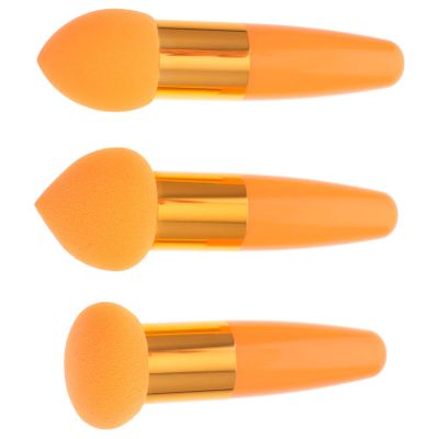 Beavorty 3pcs Makeup Brush Pen Portable Wet Dry Makeup Applicators Skin-friendly Cosmetic Puff for Foundation Concealer High-density Sponge Handle for Daily Use