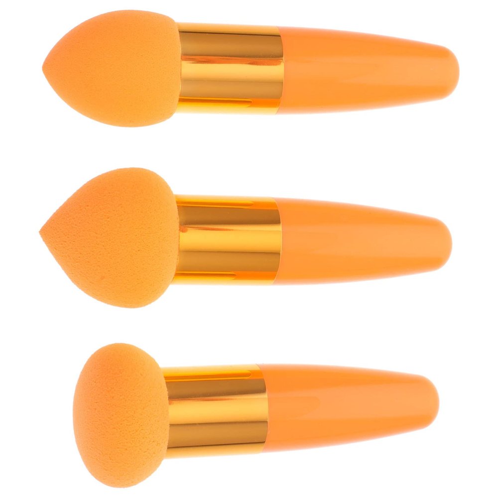 Beavorty 3pcs Makeup Brush Pen Portable Wet Dry Makeup Applicators Skin-friendly Cosmetic Puff for Foundation Concealer High-density Sponge Handle for Daily Use