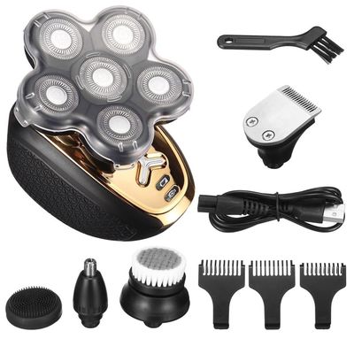 Electric Razor for Men, 6 Blades USB Rechargeable Electric Shaver Men Hair Beard Trimmer Electric Razor Waterproof Wet Dry Men Facial Shaving Machine
