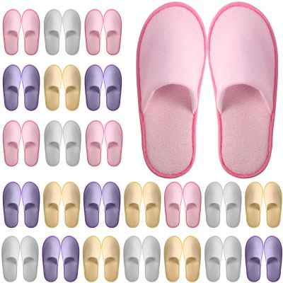Geyoga 24 Pairs Disposable Slippers for Guests Bulk 2 Size Cotton Hotel Spa House Slippers for Graduation Wedding Party Shoeless Home Travel Individually Wrapped(Soft Colors)