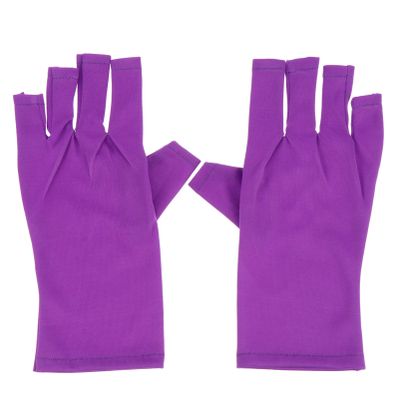 Beaupretty 2pcs Half finger manicure gloves gel manicure fingerless glove protector Lamp Gloves nails gel protection gloves sun protection Manicure tools purple polyester fabric