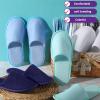 Geyoga 24 Pairs Disposable Slippers for Guests Bulk 2 Size Cotton Soft Spa Hotel House Slippers for Women Men Wedding Party Shoeless Home Indoor Travel(Blue,M) view 4