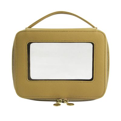 Altsuceser Transparent Visible Travel Toiletry Bag wih Zippers Clear Makeup Artist Large Bag Diaper Case Luggage Organizer Storage Toiletries Cosmetic Pouch Makeup Bags Apricot