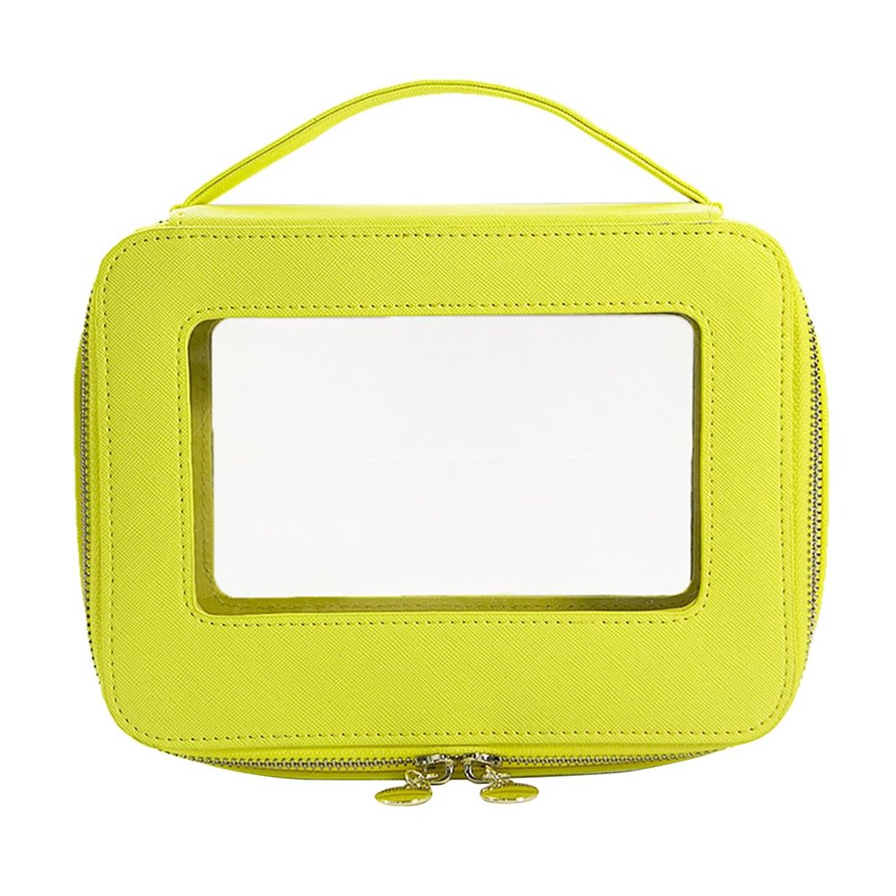 Altsuceser Transparent Visible Travel Toiletry Bag wih Zippers Clear Makeup Artist Large Bag Diaper Case Luggage Organizer Storage Toiletries Cosmetic Pouch Makeup Bags Yellow