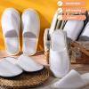 Geyoga 24 Pairs Disposable Slippers for Guests Bulk 2 Size Cotton Hotel Spa House Slippers for Graduation Wedding Party Shoeless Home Travel Individually Wrapped(Gray, Black, Khaki, Blue Border) view 4