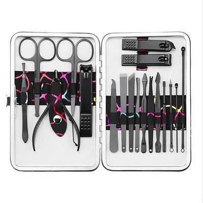 18-in-1 Manicure Set - Stainless Steel Nail Care Kit - Professional Toenail Clipper and Pedicure Tools - Includes Cuticle Trimmer, Nail Scissors, Thick Nail Cutter, and more - Rainbow color