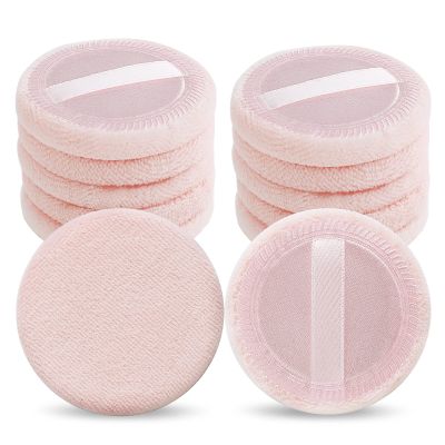 WLLHYF 12PCS Makeup Powder Puffs Pink Cotton Powder Puffs Round Powder Puff for Makeup Face Powder Velour Puffs for Loose Powder Washable (pink)