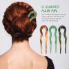 LALAFINA 3pcs French Hair Pin U Shaped Hairpin with Two Prongs, Hair Fork Clips Chignon Pin for Women Girls Hairstyle Accessories view 3
