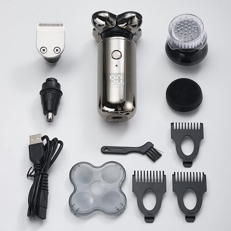 Electric Razor for Men, 5 in 1 Wet Dry Electric Shaver Men Bald Shaving Machine Beard Hair Trimmer Body Facial Razor Rechargeable Kit