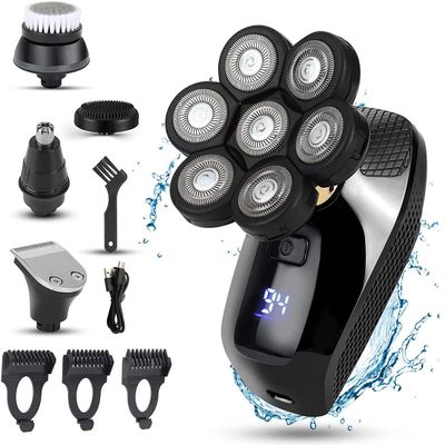 Electric Razor for Men, 7D Head Electric Razor Rechargeable Electric Shaver Dry Wet Men's Trimmer Washable Waterproof LED Display Machine for Shaving