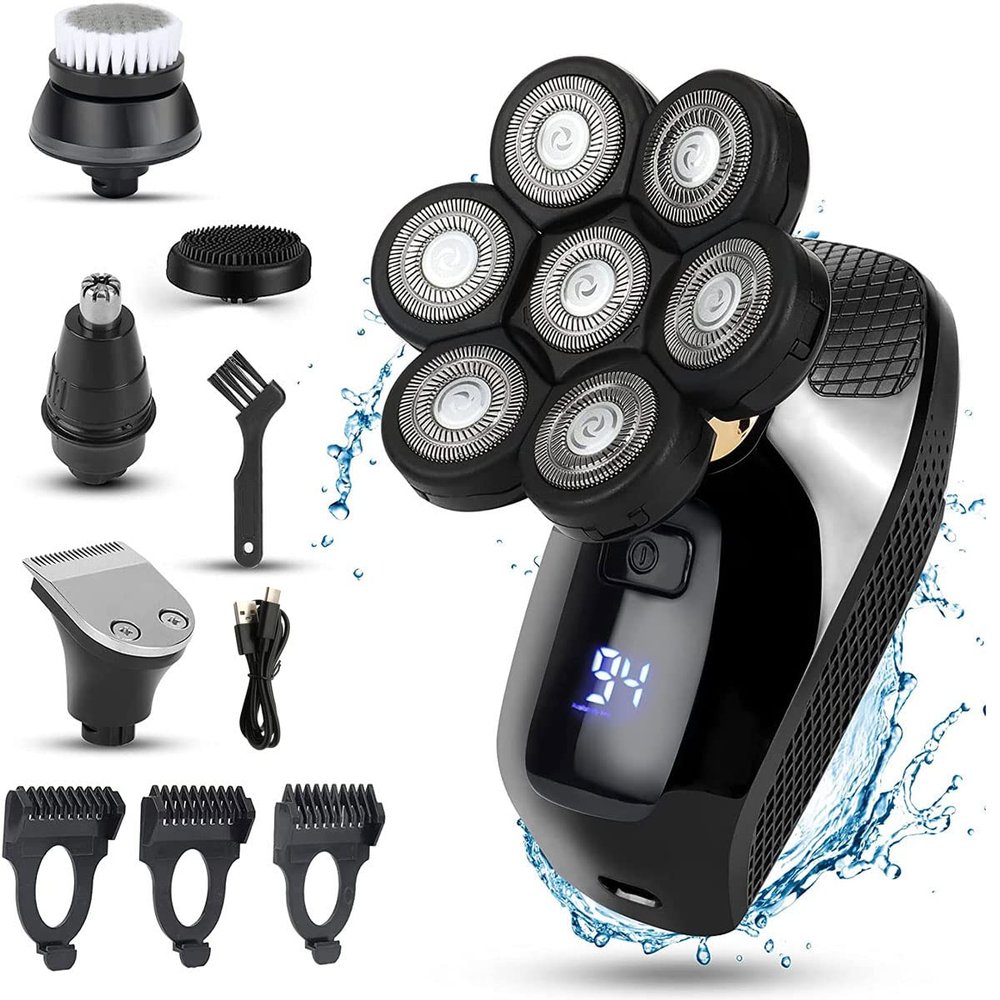 Electric Razor for Men, 7D Head Electric Razor Rechargeable Electric Shaver Dry Wet Men's Trimmer Washable Waterproof LED Display Machine for Shaving