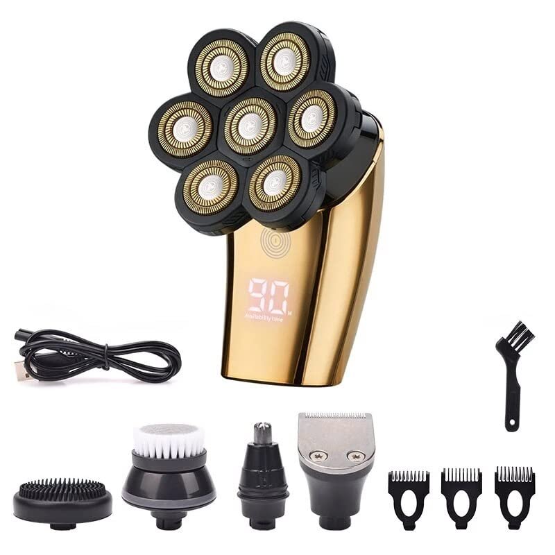 Electric Razor for Men, 5 in 1 Electric Shaver for Men 7 Blade Beard Trimmer Clipper Men&'s Shaving Machine Barber with LED Display IPX6 Waterproof Razor
