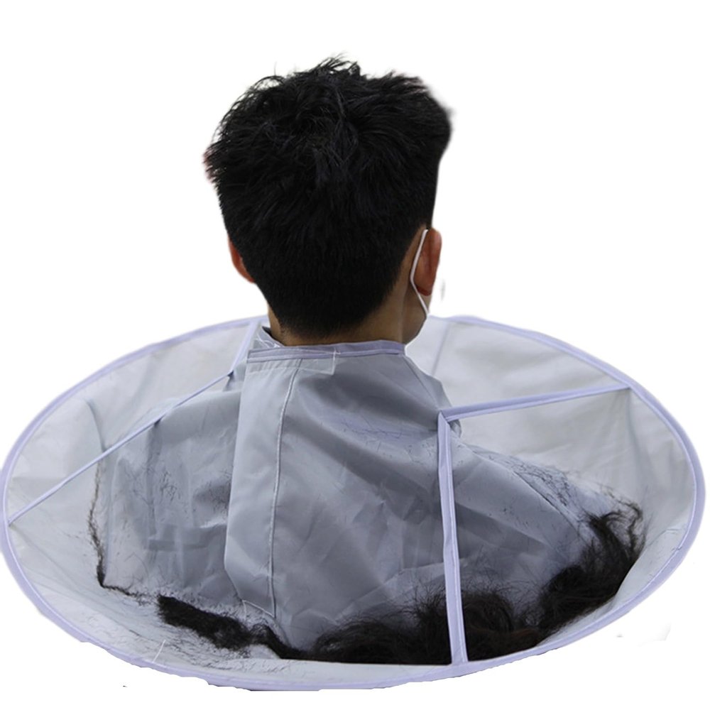 ZJchao Barber Cape, Nylon Umbrella Hair Cutting Cape For Adjusting Size Barber Hair Cutting Cape Gray For Home Use Barber Shop