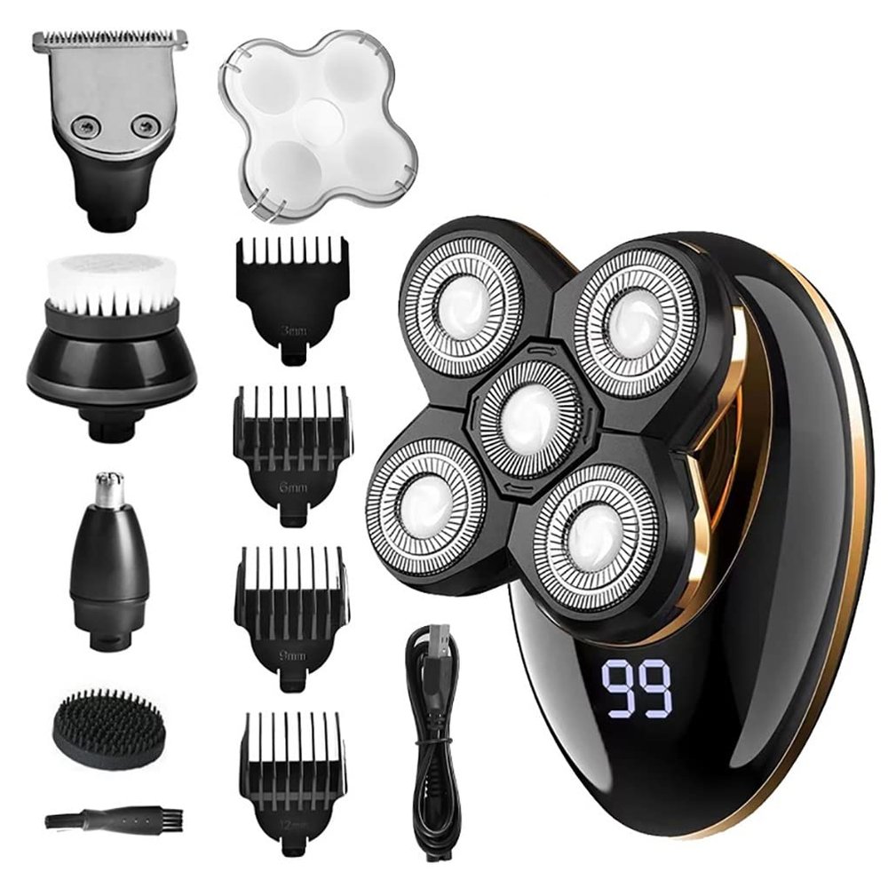 Electric Razor for Men, 5 IN 1 Electric Shaver For Men Beard Hair Trimmer Electric Razor 5D Floating 5-Blade Heads Electric Nose Hair Trimmer Rechargeable