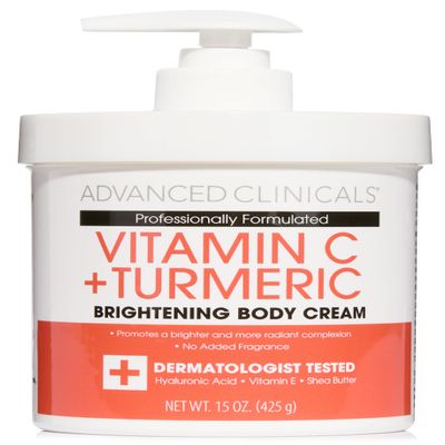 Advanced Clinicals Vitamin C Cream Dry Skin Rescue Skin Care Face & Body Cream Infused W/Turmeric, Vitamin E, & Shea Butter. Firming & Brightening Anti Aging Moisturizer, 15 Fl Oz
