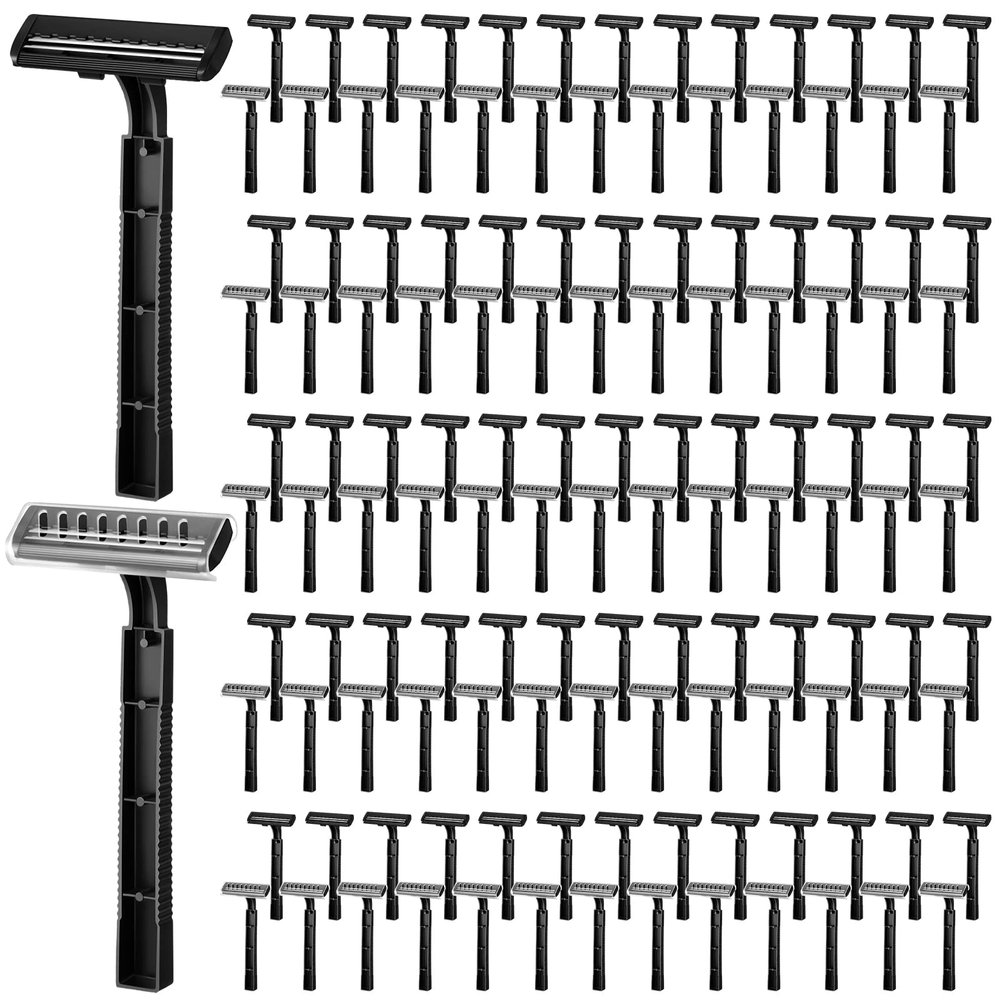 Jutom 200 Pcs Twin Blade Disposable Razors Bulk with Safety Cap Stainless Steel Shaving Razors Bulk Multipurpose Portable for Men Women Bathing Hotel Travel Camping Charity Apartment