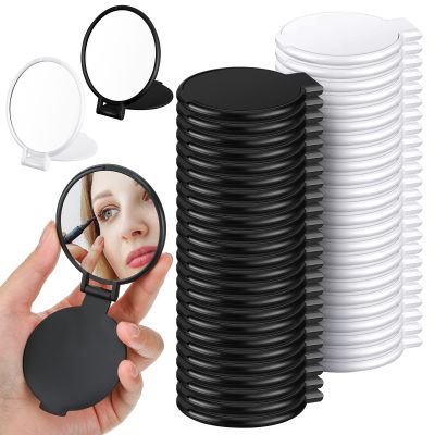 150 Pieces Mini Folding Round Compact Portable Pocket Mirror Bulk Travel Makeup Small Vintage Mirror for Cosmetic Purse Bag Women Daily Use, Black and White