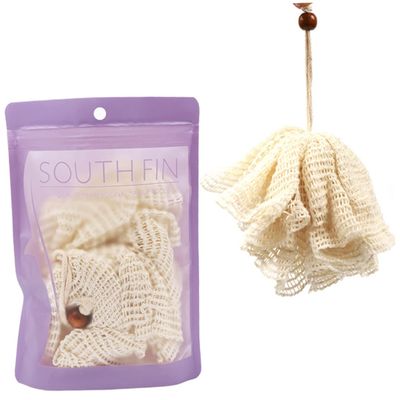 minkissy Shower Bath Scrubber Beige Mesh Bath for Exfoliating Lathering Cleansing Bathing Accessory for Home Travel Spa Use