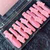 FRUJCDKI handmade Press-on nails, extra long XXXL coffin press-on nails pink cute bear Valentine's Day nails fake nails with nail glue (Pink Bear-M) view 2