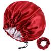 22 Momme 100% Mulberry Silk Bonnet Hair Wrap for Sleeping, Adjustable Silk Scrunchies Sleep Cap for Women Men Hair Care, Head Scarf Night Caps with Elastic Stay On Head, 1Pc(Burgundy,Pink) view 1
