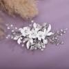 Teyglen Flower Bridal Hair Clip Crystal Bride Wedding Hair Accessories Silver Hairpin Bridal Crystal Hair Barrettes Rhinestone Hair Piece Headpiece for Women Girls (Silver) view 1
