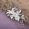 Teyglen Flower Bridal Hair Clip Crystal Bride Wedding Hair Accessories Silver Hairpin Bridal Crystal Hair Barrettes Rhinestone Hair Piece Headpiece for Women Girls (Silver) view 3
