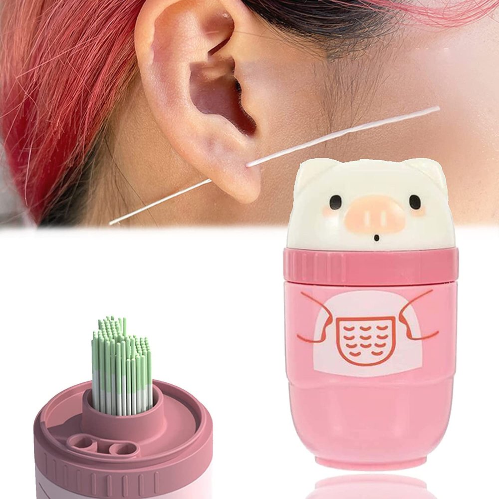 Ujicde 240Pcs Ear Piercing Cleaning Line, Disposable Piercing Aftercare Piercing Cleaning Line, Ear Hole Floss Earrings Hole Care Odor Removal Cleaner Tool for Girls, Women, Men (Color : Pink)