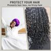 RedJoe 22 Momme 100% Mulberry Silk Bonnet Hair Wrap for Sleeping, Adjustable Silk Scrunchies Sleep Cap for Women Men Hair Care, Head Scarf Night Caps with Elastic Stay On Head, 1Pc(Purple,Black) view 3