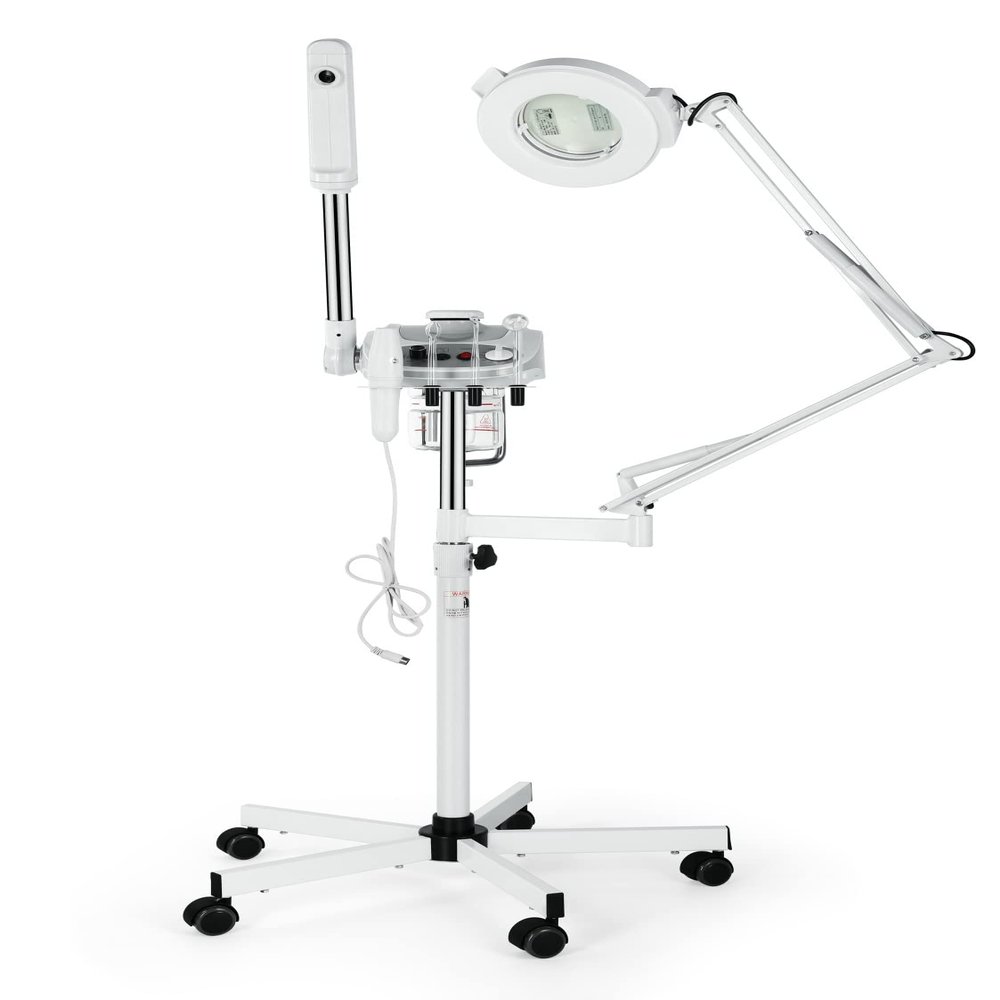 Salonsunny 3 in 1 5X Magnifying Lamp ,5X Magnifying Lamp & Aromatherapy Facial Steamer Skin Moisturizing Ozone Facial Steamer Beauty Salon Professional Salon Spa Beauty Equipment