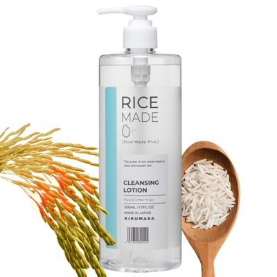 Kikumasamune 4-in-1 Rice Makeup Remover Face Wash + Facial Toner + Face Exfoliant for Women & Men, Oil Free Makeup Remover with Sake Rice Extract, Ceramides & Fruit Extracts in Japan 16.9 fl oz
