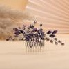 Teyglen Rhinestone Wedding Headpieces Bridal Purple Crystal Hair Comb Hair Accessories for Bride Handmade Red Black Blue Hair Pieces for Women Girls view 1