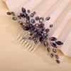 Teyglen Rhinestone Wedding Headpieces Bridal Purple Crystal Hair Comb Hair Accessories for Bride Handmade Red Black Blue Hair Pieces for Women Girls view 2