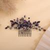 Teyglen Rhinestone Wedding Headpieces Bridal Purple Crystal Hair Comb Hair Accessories for Bride Handmade Red Black Blue Hair Pieces for Women Girls view 4