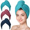Hicober Microfiber Hair Towel, Hair Towel Wrap Turbans for Women,Hair Drying Towel Wrap Hair Accessories for Women Girls-Plum,Navy,Aqua Green,3Packs view 1