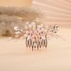 Teyglen Dainty Simple Rhinestone Wedding Hair Comb, Rose Gold - Luxurious Shiny Crystal Bridal Side Hair Pieces, Hair Accessories for Women and Girls view 1