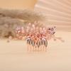Teyglen Dainty Simple Full Rhinestones Hair Comb Pink Rose Gold Bride Wedding Hair Comb Luxurious Shiny Crystal Bridal Side Hair Pieces Hair Accessories for Women Girls (Pink) view 1