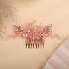 Teyglen Dainty Simple Full Rhinestones Hair Comb Pink Rose Gold Bride Wedding Hair Comb Luxurious Shiny Crystal Bridal Side Hair Pieces Hair Accessories for Women Girls (Pink) view 3