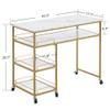 BarberPub Multifunctional Nail Table with Rolling Wheels, Spa Beauty Manicure Desk, Modern Simple Makeup Station 2401 (White) view 3